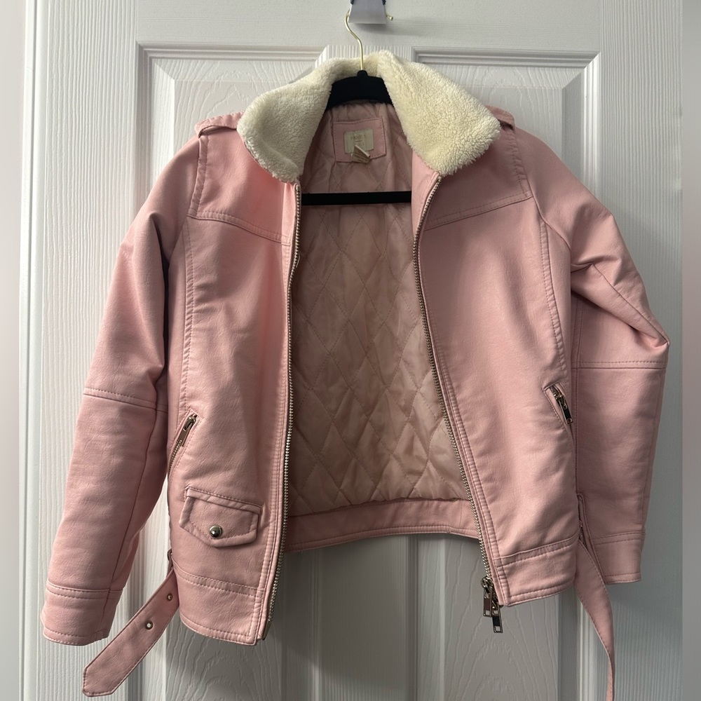 Forever 21 girls pink leather jacket